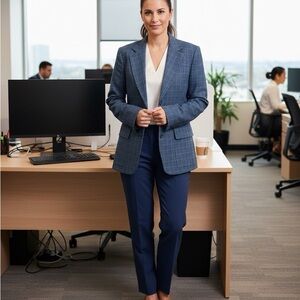 Lauren Ralph Lauren Navy Checkered Blazer